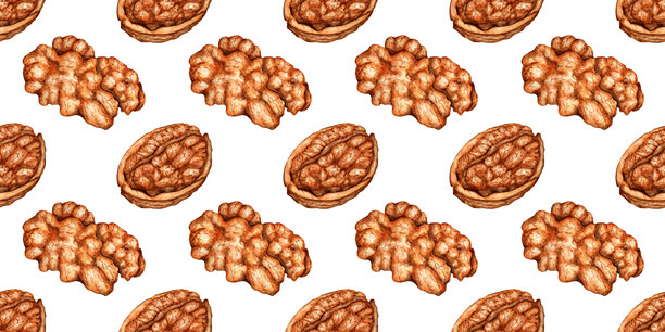 切碎的核桃和仁的水彩图案图片下载