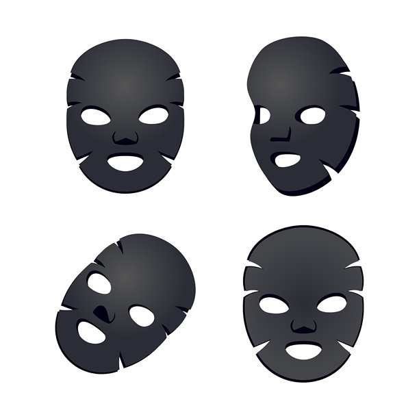 黑色面部美容贴膜展示不同的侧面图片下载