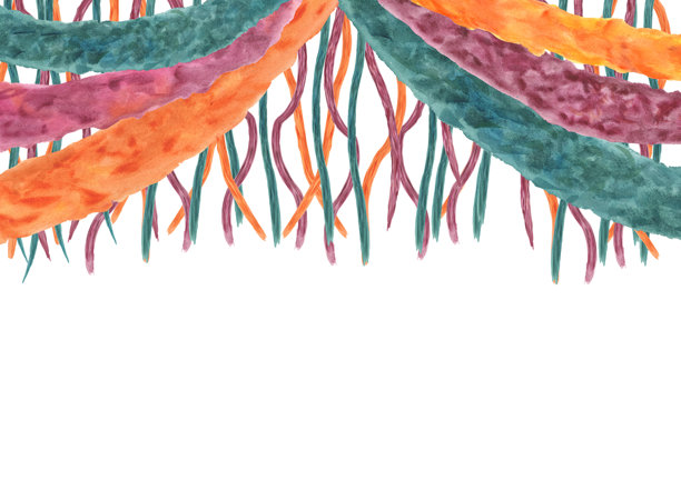 传统彩色节日花环横向隔离框架。适用于排灯节、墨西哥贺卡、生日请柬的明亮纸质彩带插画图片下载