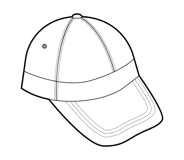 合身的棒球帽。夏季头部时尚配饰服装技术插图。男性用矢量头饰。图片下载