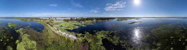 基西米湖滨公园的全景无人机照片图片下载