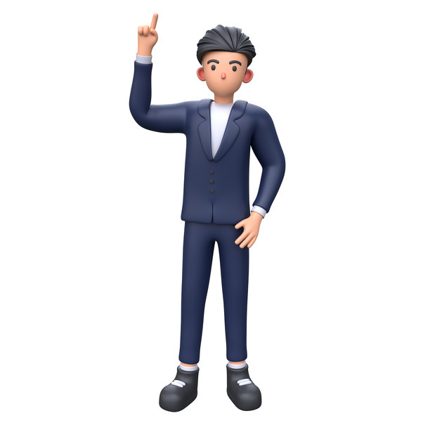 手指向上指的3D商人图片下载