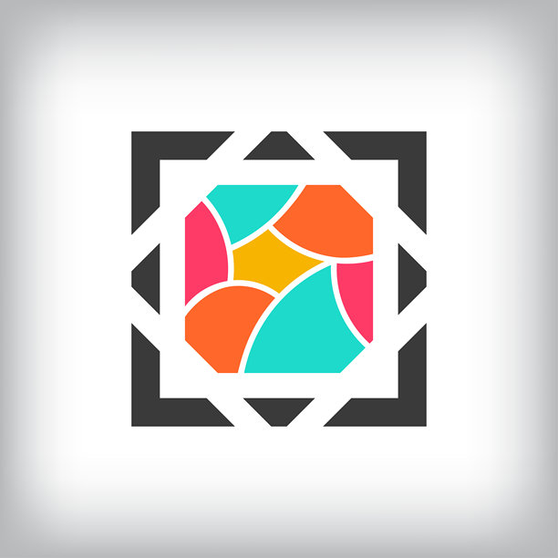 独特方形的彩色玻璃设计。图片下载