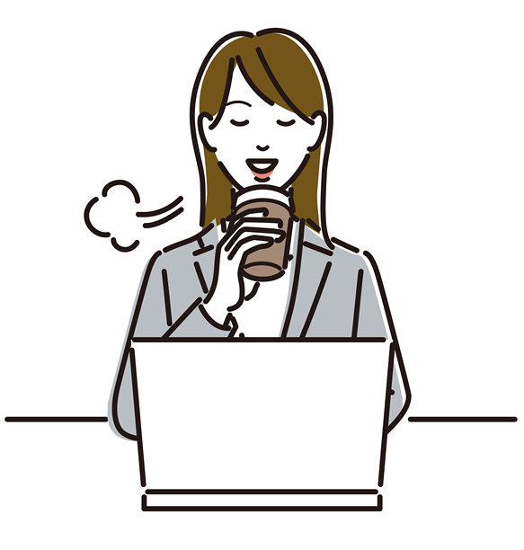 一位女性商务人士在笔记本电脑前休息。图片下载