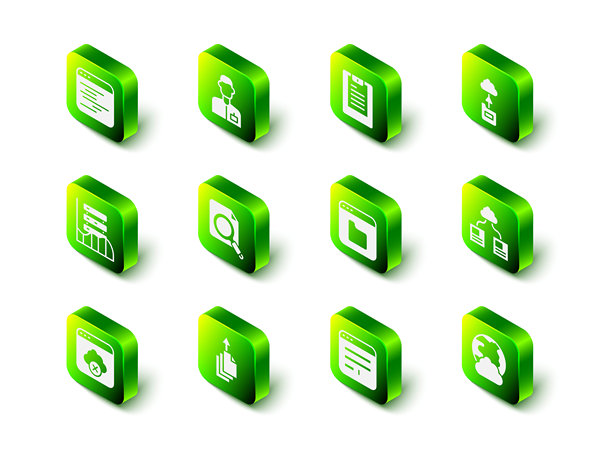 分析工程师、服务器、数据报告、云技术数据传输、社交网络、浏览器文件、窗口和导出图标矢量素材图片下载