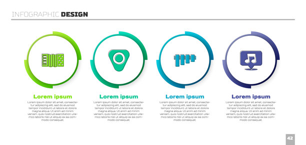 手风琴、吉他拨片、潘弗卢特和音符、音调。商业信息图模板。矢量图。图片下载