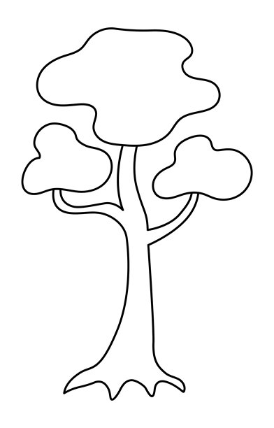 黑白树木矢量线稿插画图片下载