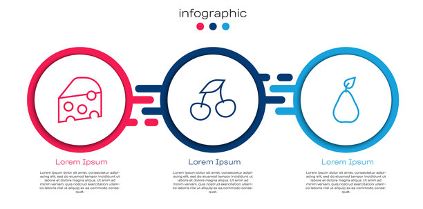 奶酪、新鲜浆果和梨的组合。商业信息图表模板。矢量图。图片下载