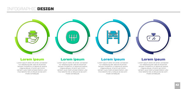 汽车服务检查、换挡器、升降维修汽车和汽车后视镜。商业信息图模板。矢量图。图片下载