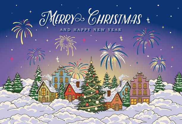 圣诞快乐假日彩色传单图片下载