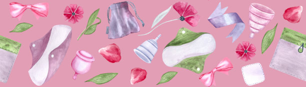 环保生理期护理设计：卫生巾、布袋、月经杯图片下载