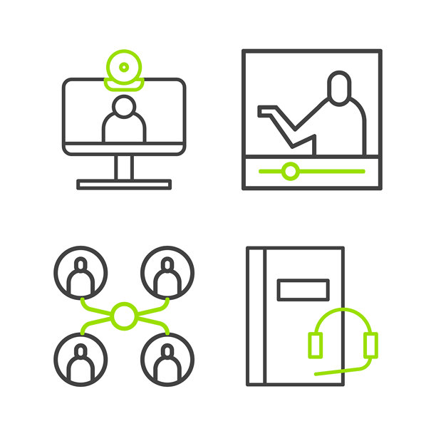 有声读物在线课堂教育视频聊天会议图标矢量图图片下载