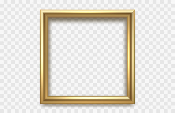 金色框架，展示招牌，透明背景。矢量插图图片下载