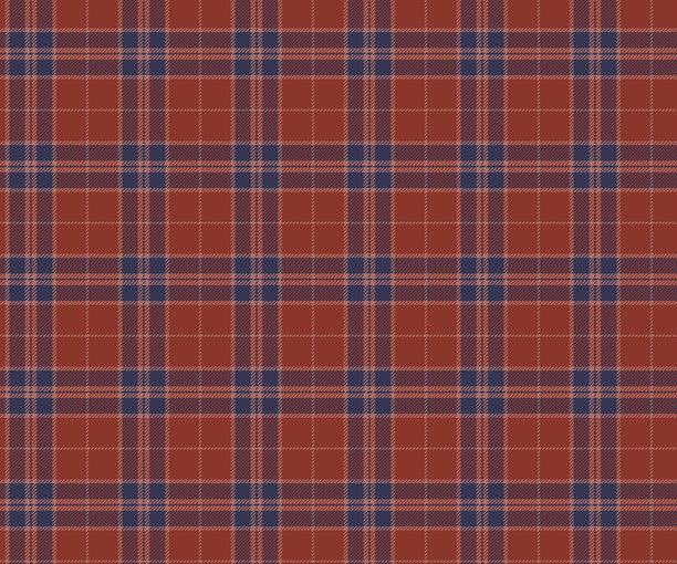橙色和蓝色的格子布料图案，无缝设计，适用于纺织品和服装、裙子、裤子、围裙、桌布、毯子或装饰。矢量插图。图片下载