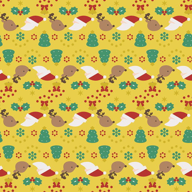 圣诞节无缝图案壁纸，包含圣诞老人和驯鹿图片下载