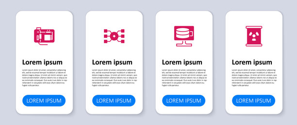 桶装放射性废物、云数据库、神经网络和主板商业信息图表模板矢量素材图片下载
