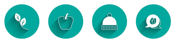 树叶、苹果、冬季帽子图标矢量素材图片下载