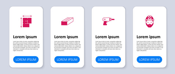 集合构建器、电钻、砖块和房屋平面图。商业信息图模板。矢量图。图片下载