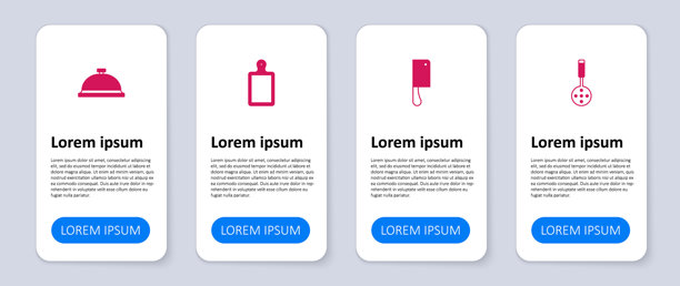 餐具、肉切刀、切菜板和覆盖着食物托盘的设置。商业信息图模板。矢量图。图片下载