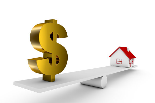 三维立体抽象房子和美元图片下载