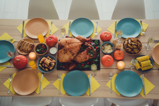 感恩节烤火鸡俯视照片图片下载