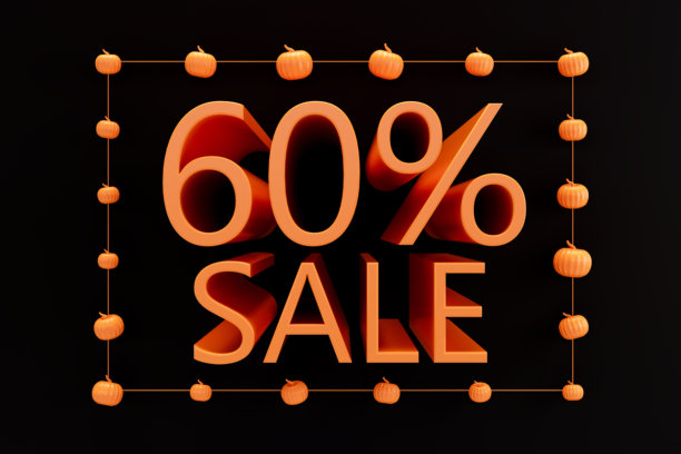 万圣节促销，享受六折优惠，配有南瓜框架图片下载