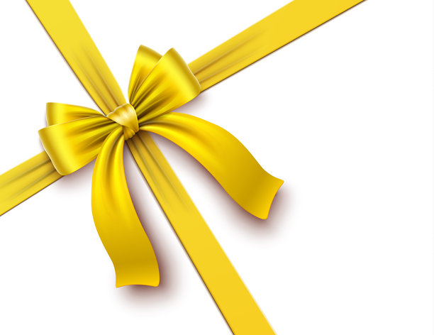 对角线光泽金色蝴蝶结与丝带，矢量插图图片下载