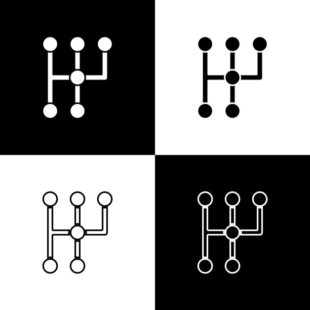 换挡杆图标，黑白背景矢量素材图片下载