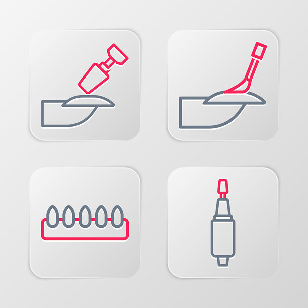 美甲用的线铣刀，假指甲，美甲和图标。矢量图。图片下载