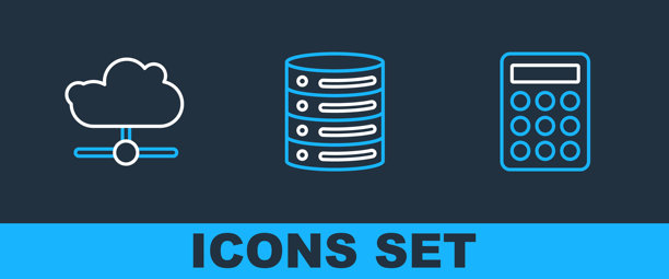 密码保护、云网络连接和服务器数据网络托管图标矢量素材图片下载