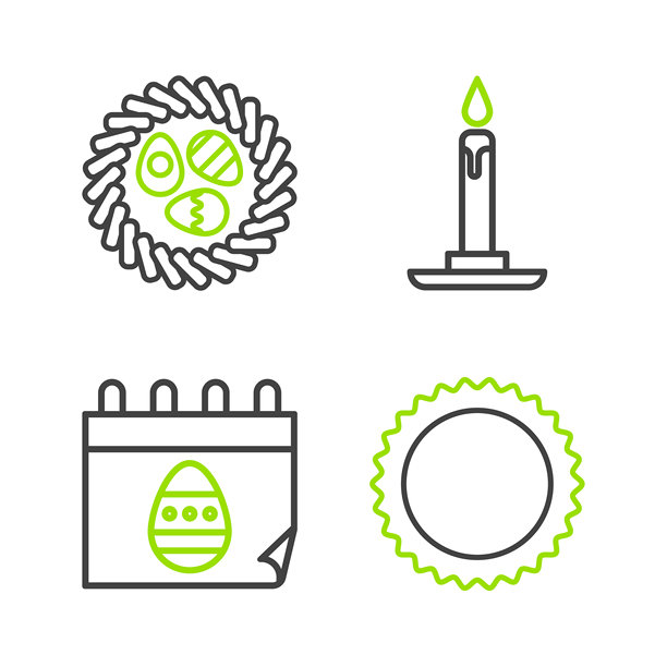 复活节彩蛋日历蜡烛柳条巢图标矢量素材图片下载