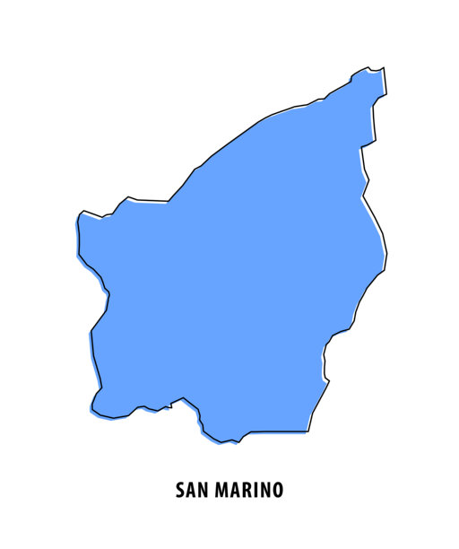 圣马力诺 - 蓝色素描地图。风格化简单轮廓地图，图标。图片下载