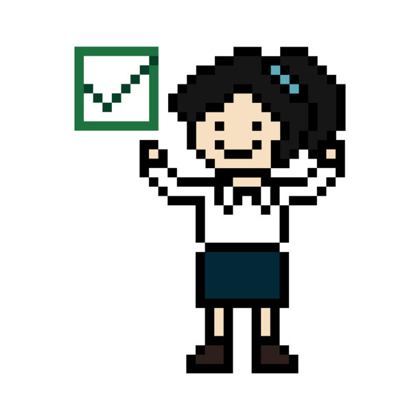 卡通可爱像素8bit商务女性角色矢量素材，适用于办公装饰游戏图片下载