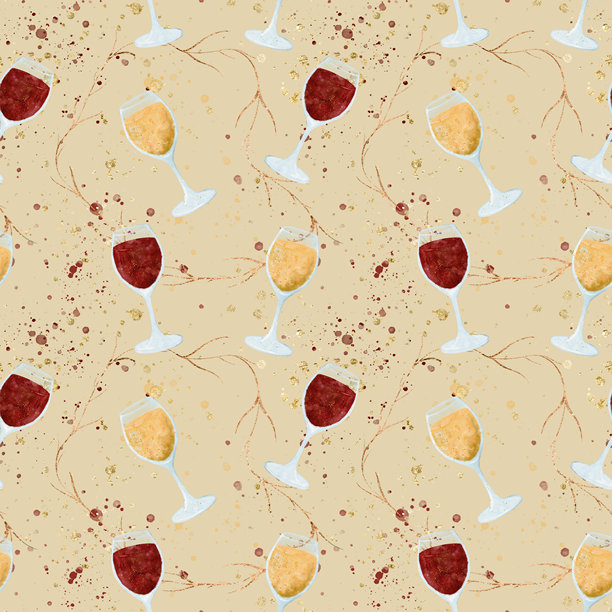 美丽优雅的酒杯展示在艺术感十足的多彩米色背景上图片下载