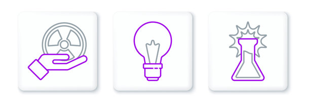 试管烧瓶、放射性和创意灯泡图标矢量素材图片下载