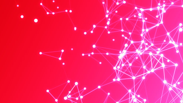 4K数字化网络空间，带有粒子和数字数据网络连接。高速连接和数据分析技术的数字抽象背景概念。无缝循环。图片下载