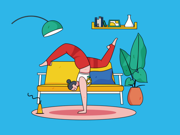 室内角色场景扁平矢量概念手绘插图图片下载