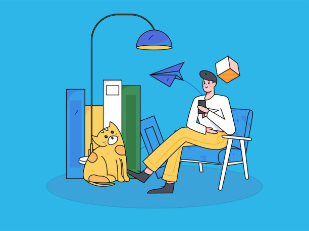 室内角色场景扁平矢量概念手绘插图图片下载