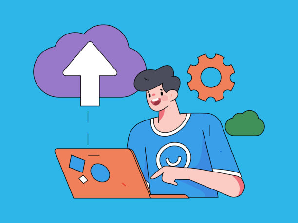 商业协作云计算扁平矢量概念操作手绘插图图片下载