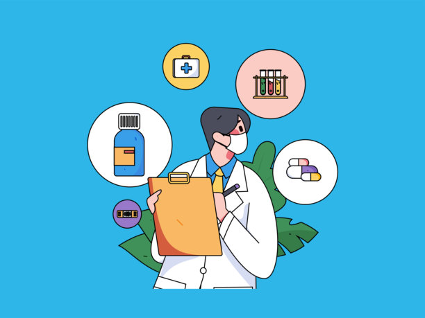 医务人员抗击疫情的扁平矢量概念手绘插图图片下载