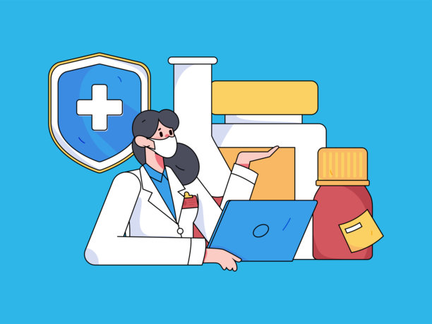 医务人员抗击疫情的扁平矢量概念手绘插图图片下载