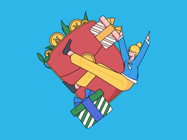 使用红包吸引新客户并推广活动。扁平矢量角色概念插图图片下载