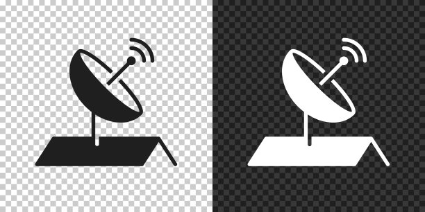 屋顶上的卫星天线。设计图标，背景为空白。图片下载