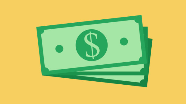 扁平设计插图。货币图形。绿色美元现金。彩色图标。图片下载