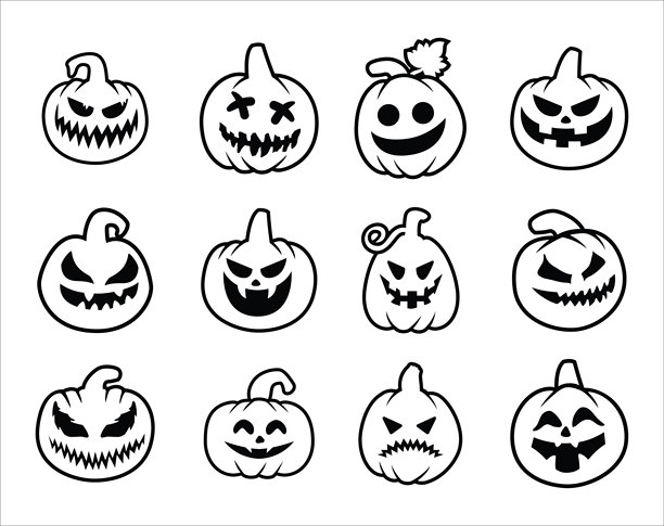 万圣节南瓜灯表情矢量素材图片下载