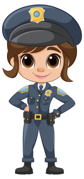 身穿警察制服的微笑女孩插画图片下载