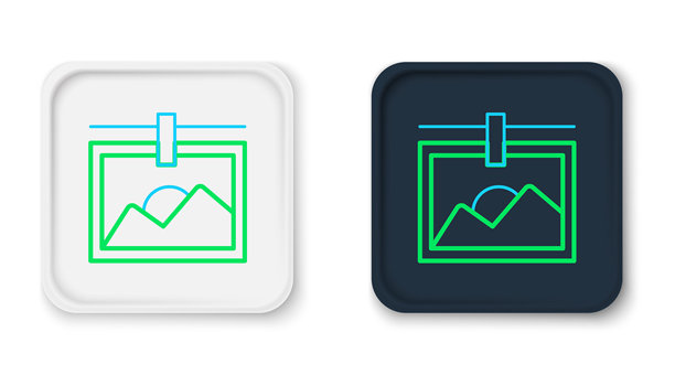 线条相框图标，孤立在白色背景上。复古空白照片框。彩色轮廓概念。矢量图。图片下载