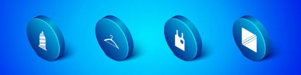 2.5D缝纫线、无袖T恤、图案和衣架衣柜图标矢量素材图片下载