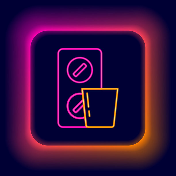 黑色背景上的霓虹灯药丸泡罩包装矢量素材图片下载