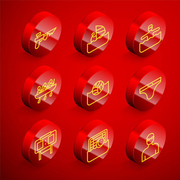 捕鱼鱼叉、帆板运动、水上体操、划独木舟赛艇运动、马球、游泳裤、运动机械记分牌和图标矢量素材图片下载